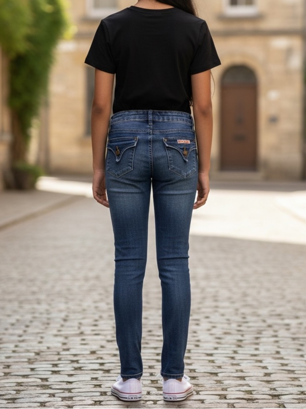 Hudson Girls Collin Skinny Jeans Signature Back Flap Pockets Union Jack Logo Tab